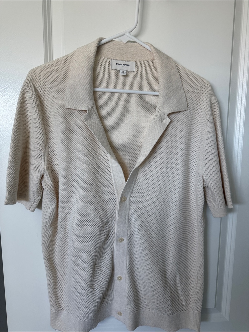 Banana Republic Men's Short-Sleeve Button-Front Shirt — Ivory/Cream